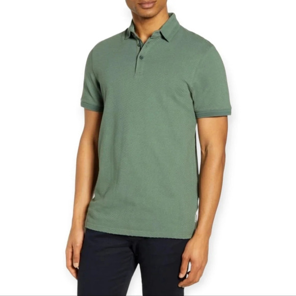 Ted Baker Mens Infuse Textured Cotton Short Sleeve Polo Shirt Ted 5 or XL - Picture 1 of 15